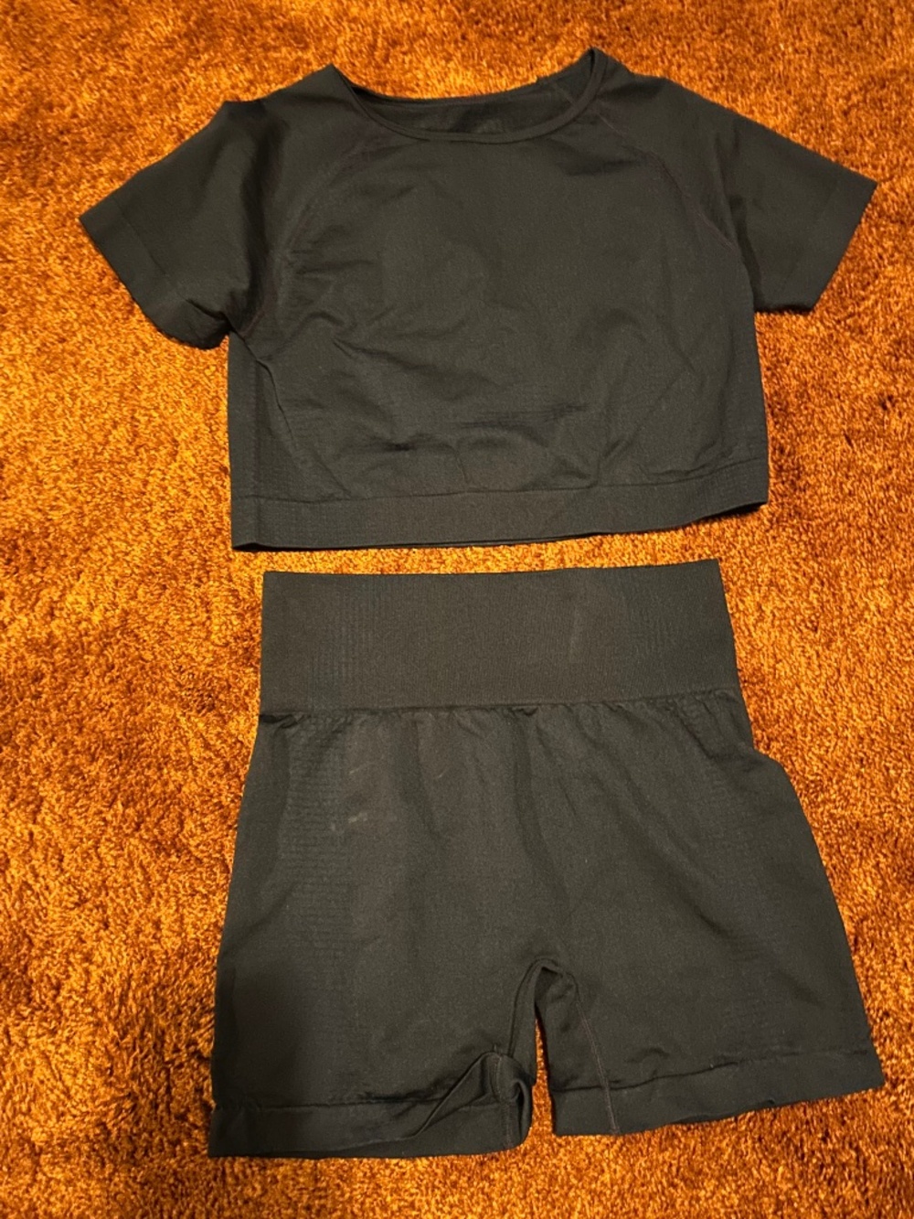 Gym set shorts and crop top.